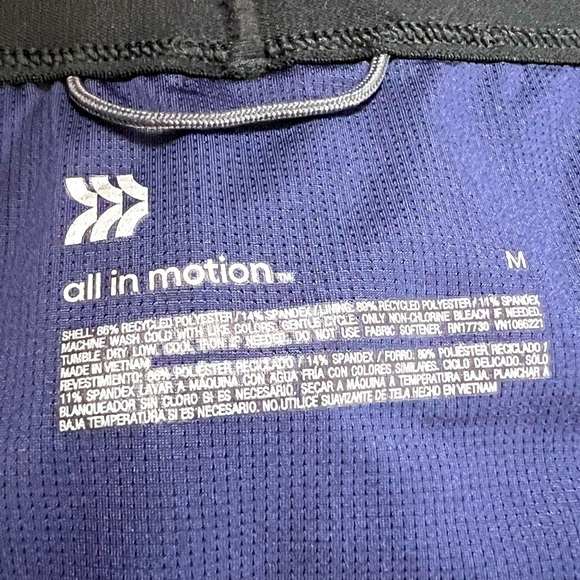 All In Motion Mens Athletic Shorts Built-in Brief Dark Blue with Black Trim M - Picture 7 of 7